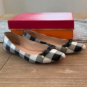 kate spade Black and White Check Bow Ballet Flats